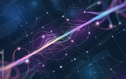 Abstract digital network with glowing lines and connections