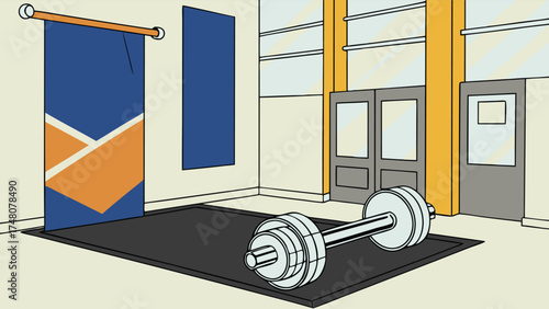 Modern home gym interior with weightlifting equipment offers a clean, simple workout area, perfect for fitness and strength training goals