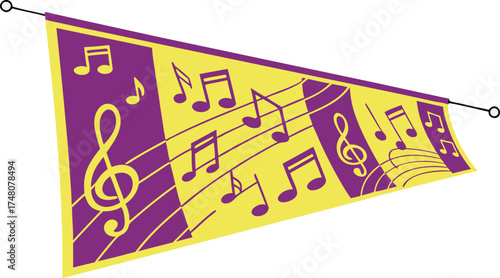 Capture the rhythm and melody with this playful banner design featuring musical notes, perfect for concerts, events, and music education promotions