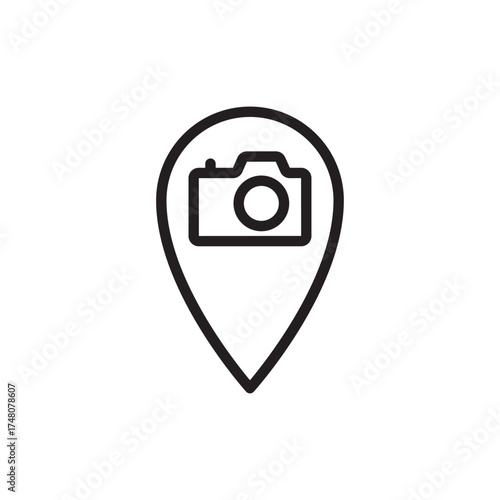 Geotagged Camera Location Map Pin Outline