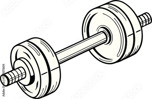 Dynamic weightlifting dumbbell illustration for fitness enthusiasts, strength training, and gym promotions, originally a scalable vector graphic