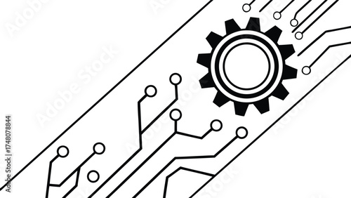 Modern technology pathway with gear symbol for innovation, engineering, and digital transformation projects originally a vector graphic