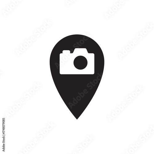 Geotagged Camera Location Map Pin Solid