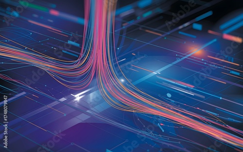 Abstract image of digital data streams flowing