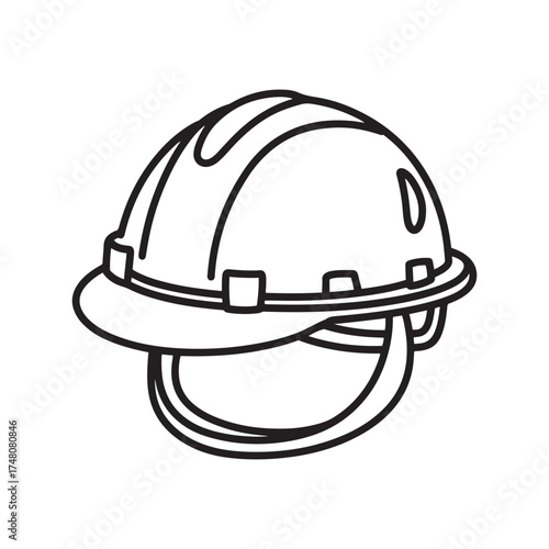 Outline Vector Drawing of a Safety Hard Hat or Construction Helmet for Workplace Protection Icons