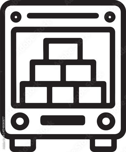 Delivery truck with stacked boxes inside rear view silhouette vector illustration