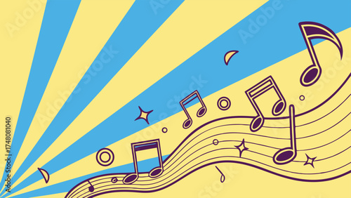 Vibrant musical notes dancing in harmony, perfect for creative projects and designs, originally a scalable vector graphic