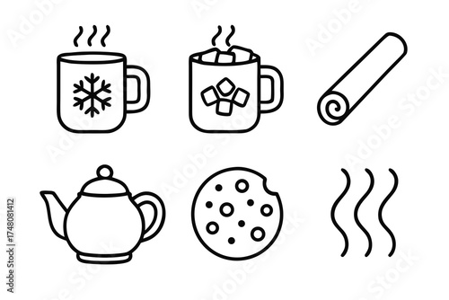 Cozy Winter Treats Hot Drinks Cinnamon Teapot Cookie and Steam