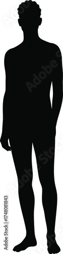 Silhouette of a male figure standing full length casual pose isolated on simple graphic representation of human form vector silhouette