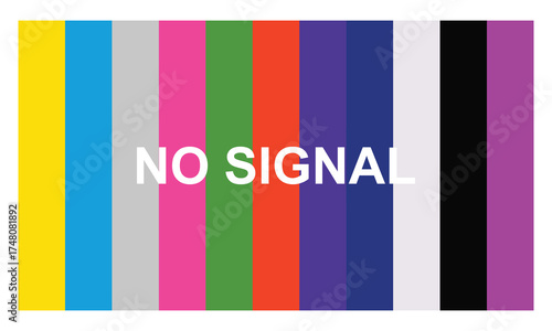 Tv screen no signal vector. Technical Difficulties screen tv color bars . Vector illustration