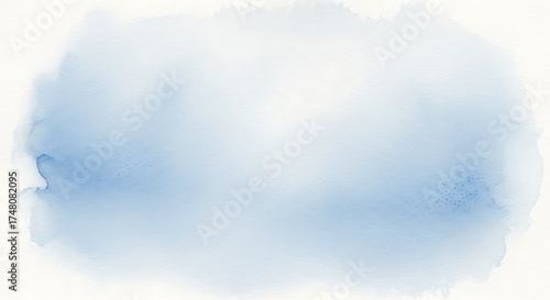 Soft blue watercolor wash with a gentle gradient isolated on white background 