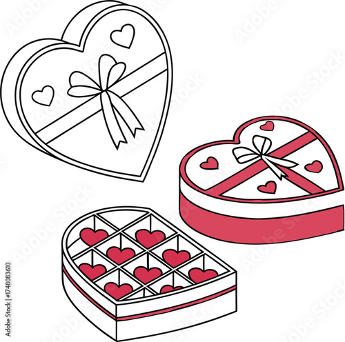 heart shaped gift box with hearts
