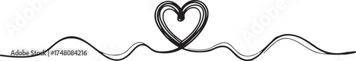 Continuous line heart illustration  minimalist abstract love symbol drawn in single stroke vector artwork