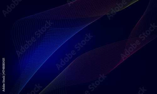 Abstract blue background vector illustration featuring a smooth gradient design with curved lines and technology-inspired light patterns