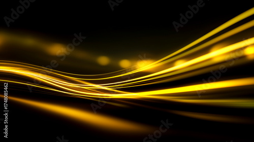 黄の流線が重なるモーションブラー背景（IT・デジタル・テクノロジー）