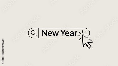 New year search cursor holiday celebration festive january happy new year party search bar online click silhouette