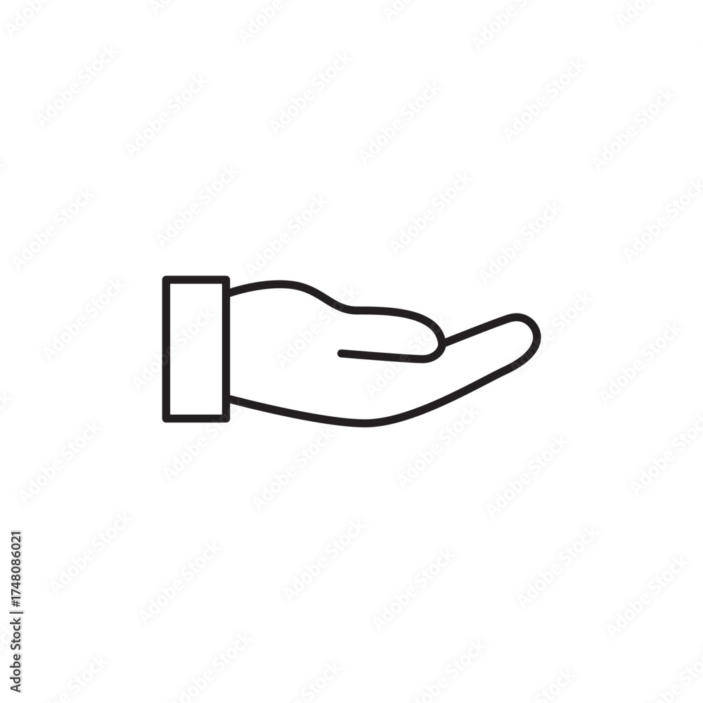 Fototapeta premium Outline Hand Holding Giving Receiving Care Icon