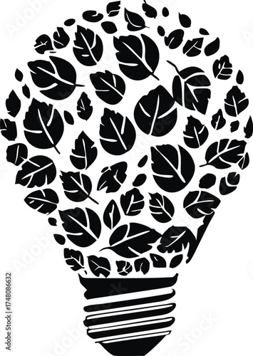 Light Bulb Made of Leaves Vector
