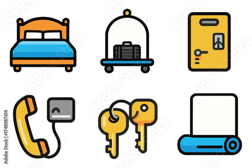 Hotel and Hospitality Icons Set - Travel and Accommodation