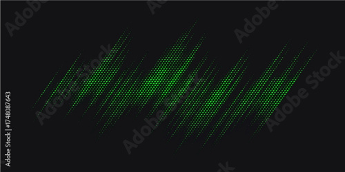 An abstract digital sound wave equalizer graph in green and blue light on a dark background perfect for audio technology or music business illustrations