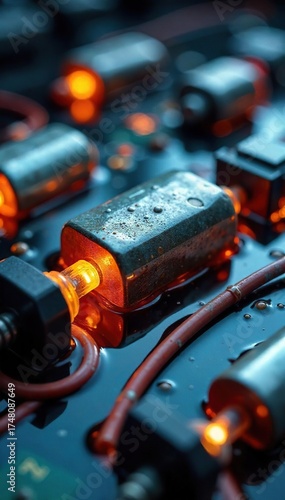 Submerged Electrical Components in Insulating Oil Close-Up View of Dielectric Properties and High-Voltage Apparatus