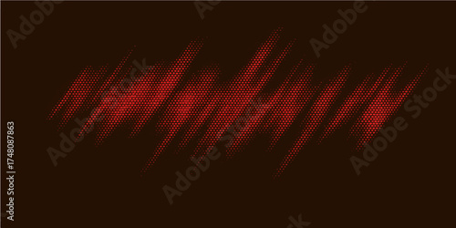 An abstract red background with a fiery audio wave and flames of orange and yellow conveying intense heat and energy