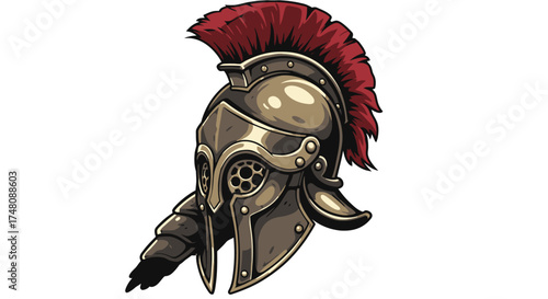 Ancient roman helmet illustration shielding headgear isolated on white
