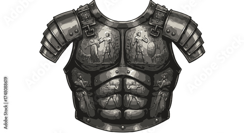 Ancient metal armor depiction isolated illustration for historical or artistic use