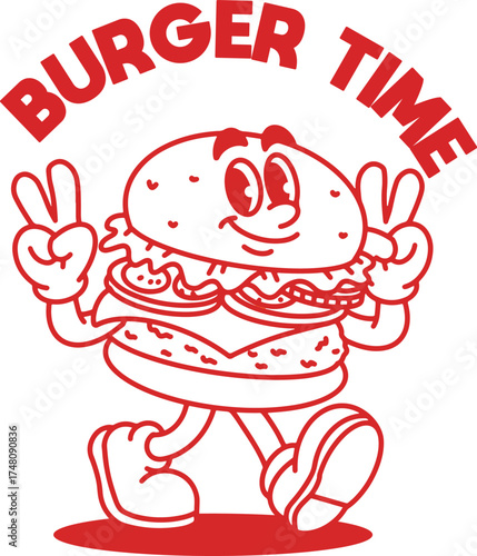 logo cartoon illustration vector burger skateboard	
