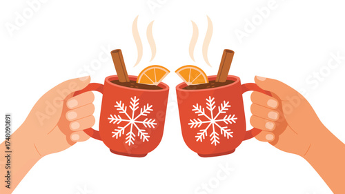 Winter holiday christmas mulled wine hands orange cinnamon cozy festive celebration drink season silhouette