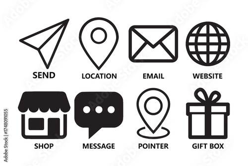 Communication and Navigation Icon Set Vector