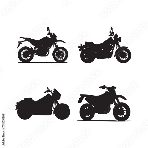 Silhouette of motorcycle vector icon isolated on white background
