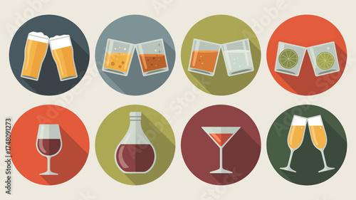 Illustration beer wine cocktail drink alcohol beverage glass cheers celebration party liquor bar pub 100 silhouette