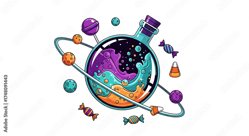 Fototapeta premium Surreal Halloween Potion Planet Vector