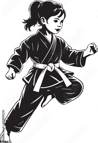 Girl in karate stance