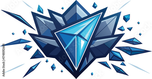 realistic breaking glass shard explosion icon.