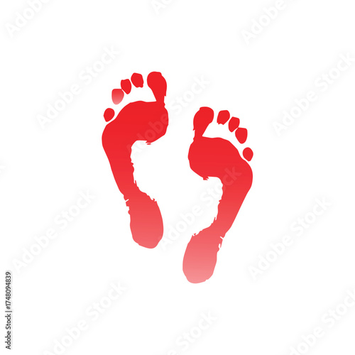 Vibrant red footprints symbolizing journeys, exploration, and personal pathways for a fresh start or a memorable expedition