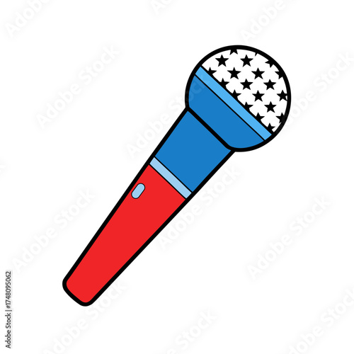 Retro microphone vector icon with stars musical performance karaoke sound recording