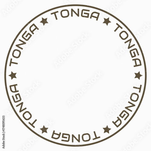 Tonga map with round title. Country shape rings. Tonga text around the country boundary shape. Beautiful vector illustration.