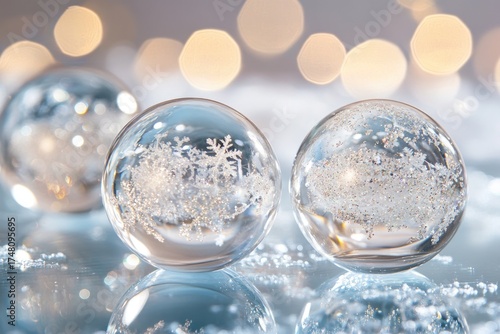 Wallpaper Mural Elegant glass ornaments with snowflakes and soft bokeh lights for a festive holiday atmosphere Torontodigital.ca