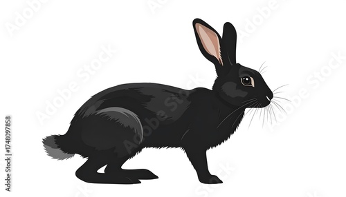 Fototapeta Naklejka Na Ścianę i Meble -  Side view of a black rabbit