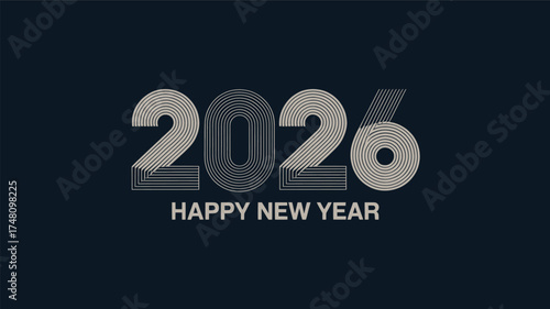Happy new year 2026 celebration holiday festive greeting card calendar party design event occasion line silhouette