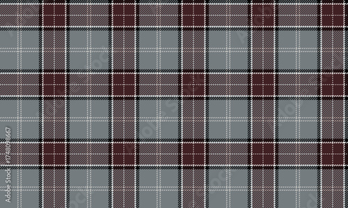 Seamless plaid pattern in grey, brown, and white. Perfect for designing clothes, skirts, and pants. Elegant and stylish, it looks good both casually and formally, perfect for any occasion.