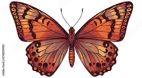 Orange butterfly illustration on white background perfect for design and print