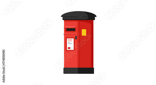Red mailbox illustration against white background delivery and communication