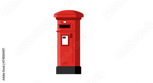 Red mailbox illustration on white background for communication concepts