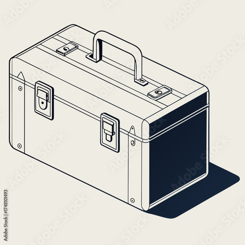 Vector art of isometric toolbox on light background