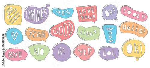 Set of colorful comic book sound blast, cartoon bomb explosions, crash or bang effect. Doodle hand drawn speech bubbles with pow, splash, bam, wow, omg words. Smoke exclamation elements, explode