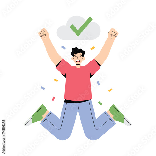 File successfully uploaded with confirmation checkmark Illustration