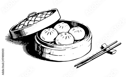 DimSum vector engraving style illustration